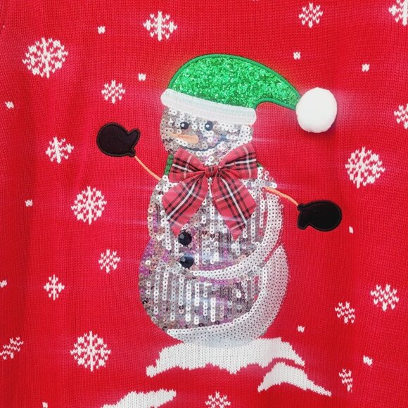 NWT Holiday Lane Women's Sequined Snowman Crewneck Sweater - Picture 6 of 8